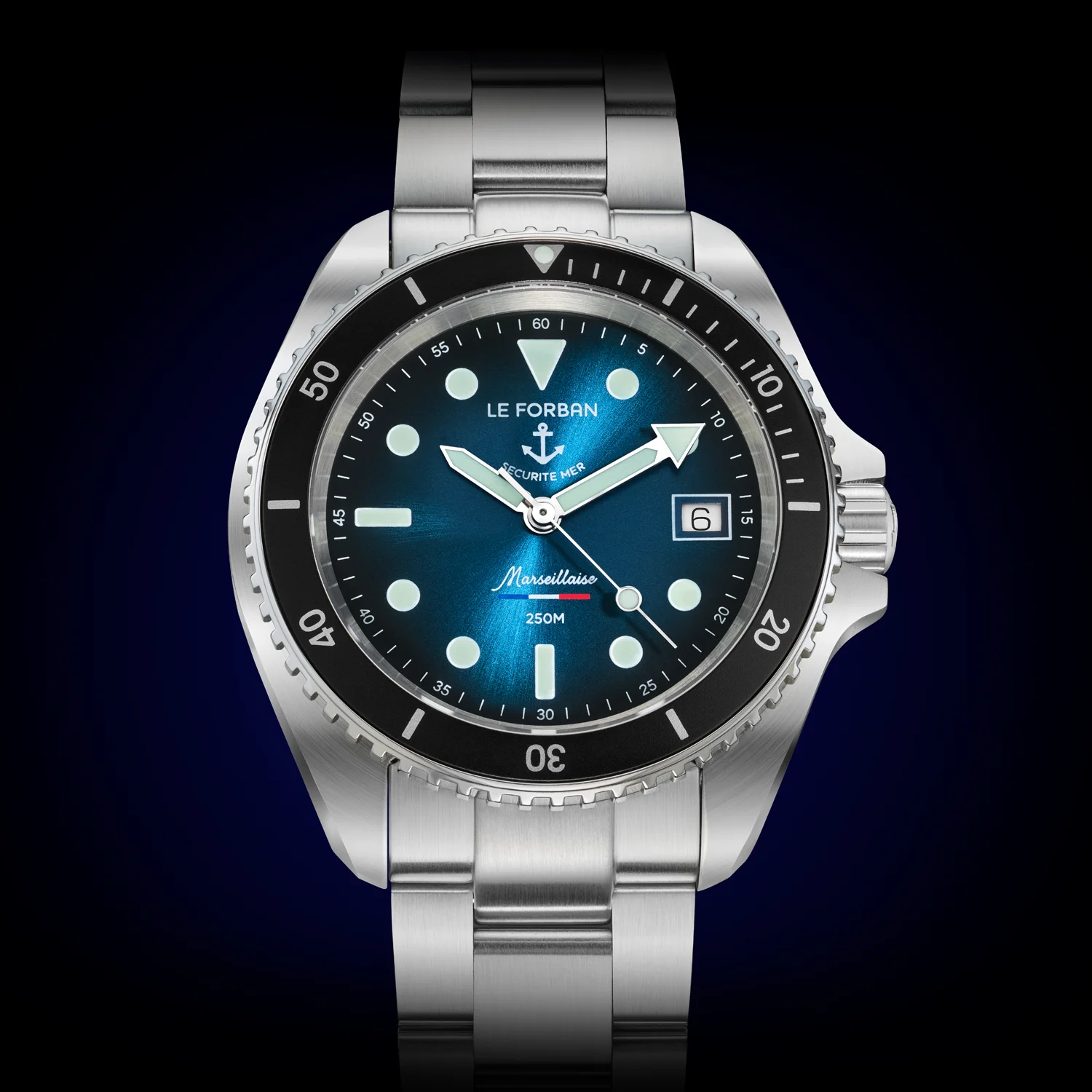 Le Forban Marseillaise Abyss Blue — Modern Steel Mesh Strap
