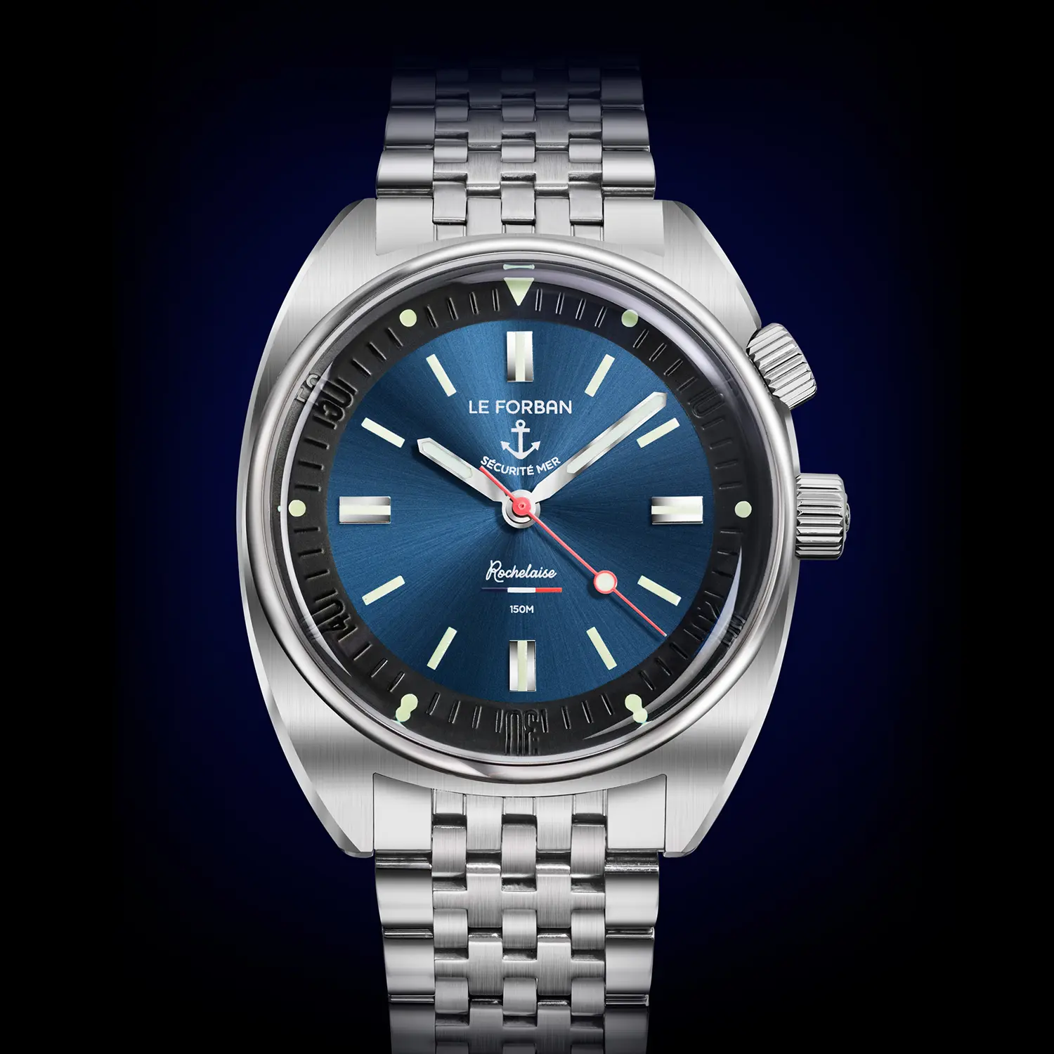 Le Forban Rochelaise Ocean Blue — Vintage Steel Mesh Strap