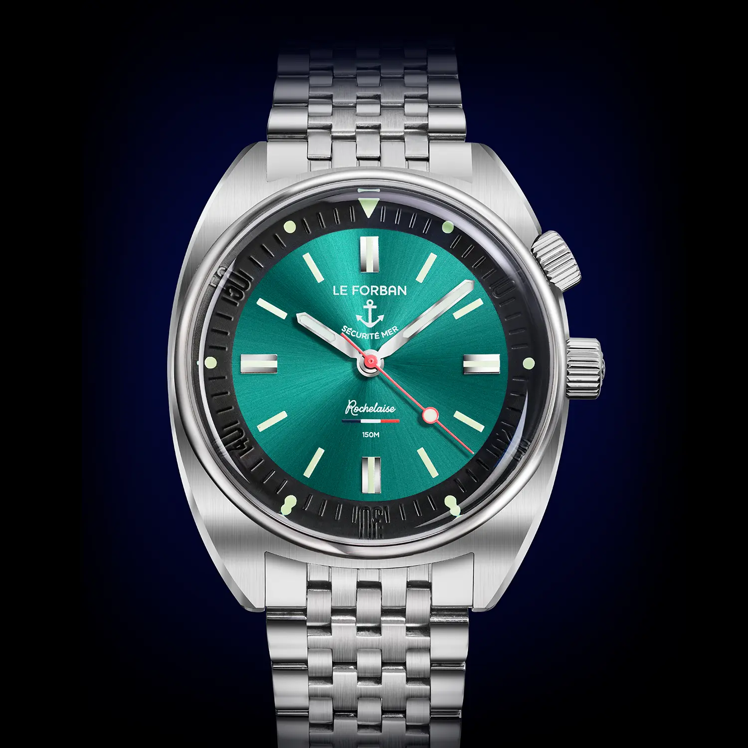 Le Forban Rochelaise Sea Green — Vintage Steel Mesh Strap